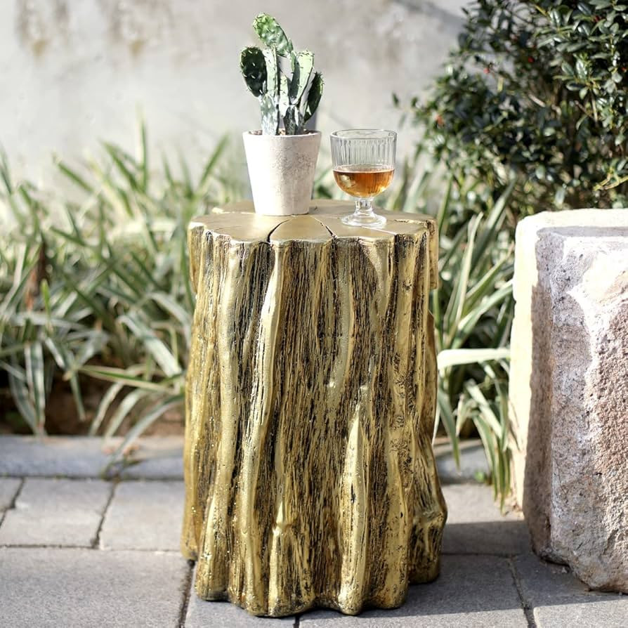 Faux Wood Tree Stump Trunk Side End Table, Patio Table, Garden Stool, Plant Stand, for Indoor Out... | Amazon (US)