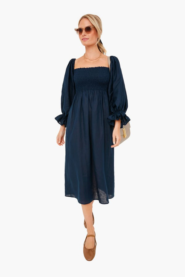 Navy Atlanta Linen Dress | Tuckernuck (US)