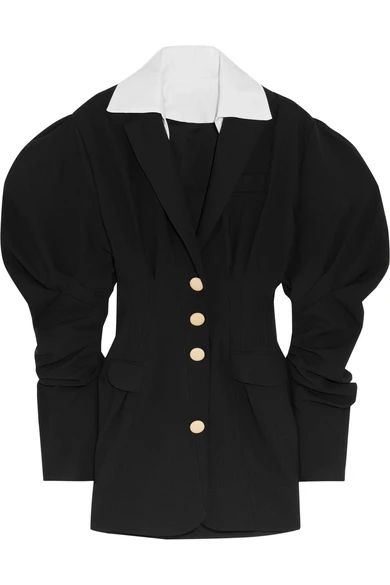 Jacquemus - Cotton-trimmed Wool-twill Mini Dress - Black | NET-A-PORTER (US)