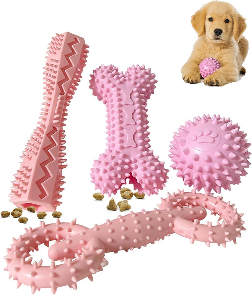 4 Pack Puppy Toys for 2-8 Months Pets Dog Chew Toy for Small Puppies Teething Toys for Cleaning T... | Amazon (US)