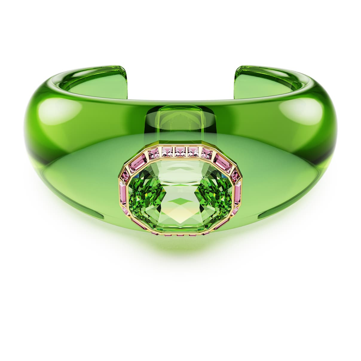 Dulcis cuff, Octagon cut, Green, 18K gold finish | SWAROVSKI