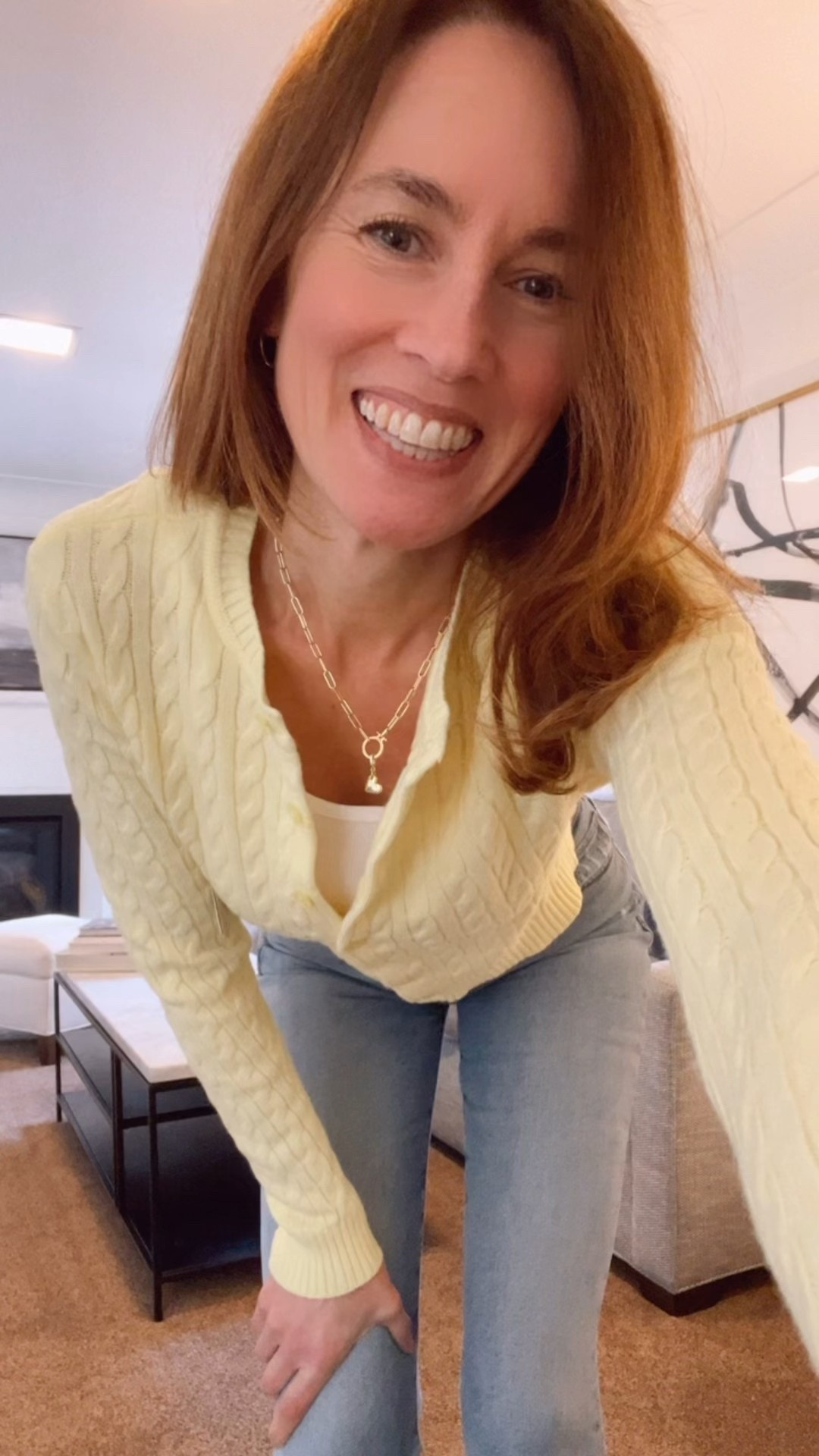 My $15 butter yellow cable knot cardigan from Walmart. #over40fashion #over40outfits 

#LTKOver40 #LTKootd #LTKSaleAlert