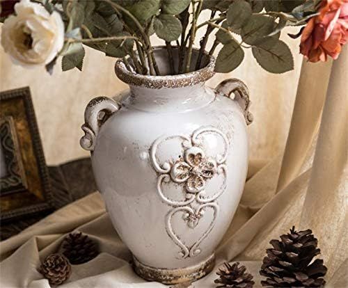 Soyizom Unique Shabby Chic Designs White Rustic Ceramic Vases Farmhouse Decorative Floral Vase Fl... | Amazon (US)