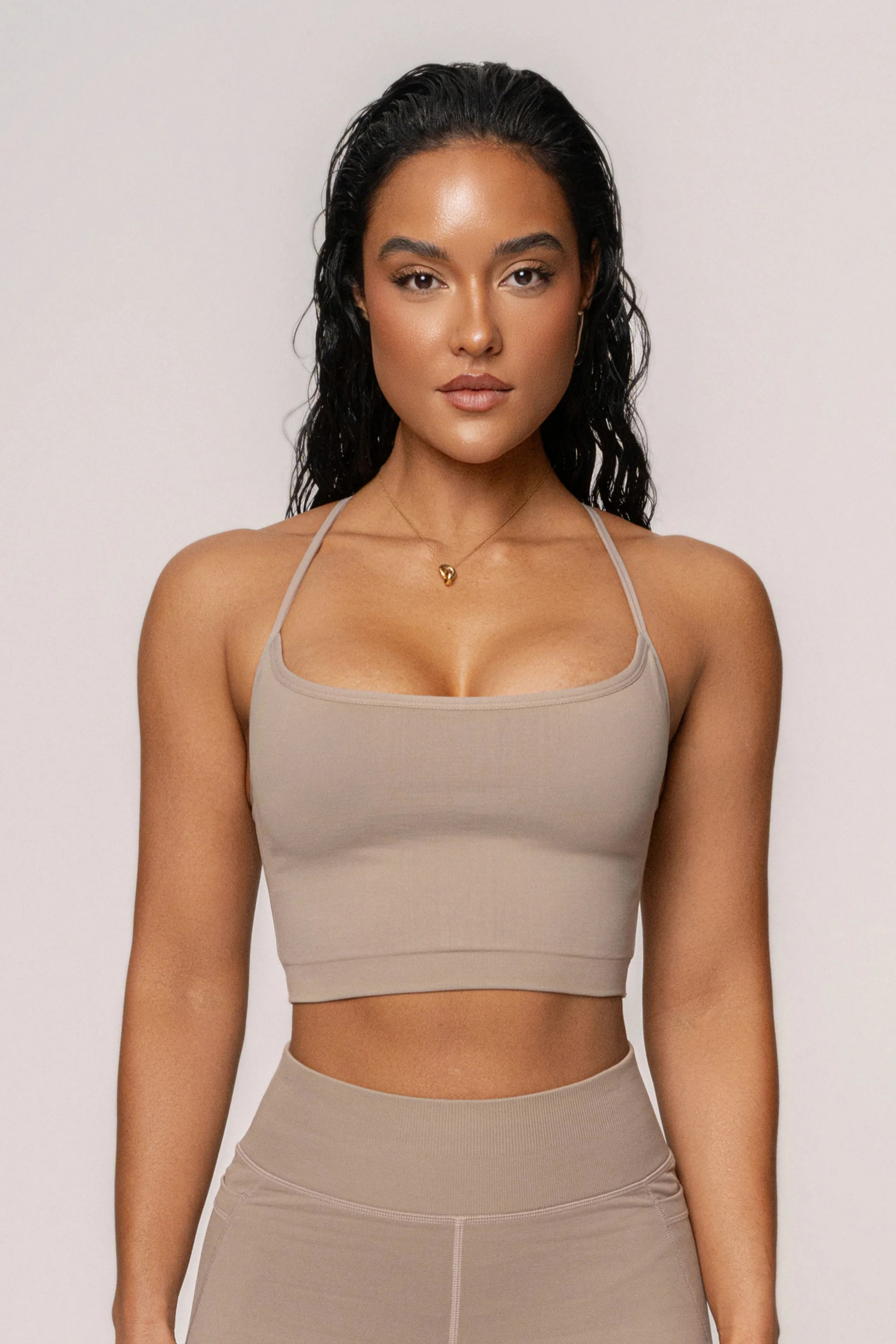 Beige Active Crop Top | JLUXLABEL