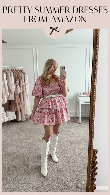 Can’t get enough of this Amazon dress! Love the pattern and fit! Wearing size small. Spring dresses // summer dresses // day date dresses // date night dresses // girls night out dresses // shower dresses // Amazon dresses // Amazon finds // Amazon fashion // LTKfashion // Nashville outfits // country concert outfits 

#LTKstyletip #LTKSeasonal #LTKfindsunder50