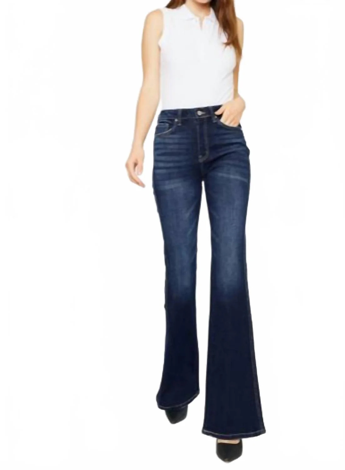 High Rise Flare Jeans In Blue | Shop Simon