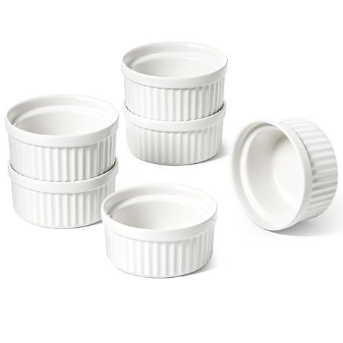 LE TAUCI Sauce Cups 2 OZ, Small Dipping Bowls, Mini Ceramic Ramekins Souffle Dishes, Sauce Dip Bowls for Charcuterie Boards, Microwave & Oven Safe, Set of 6, White | Amazon (US)
