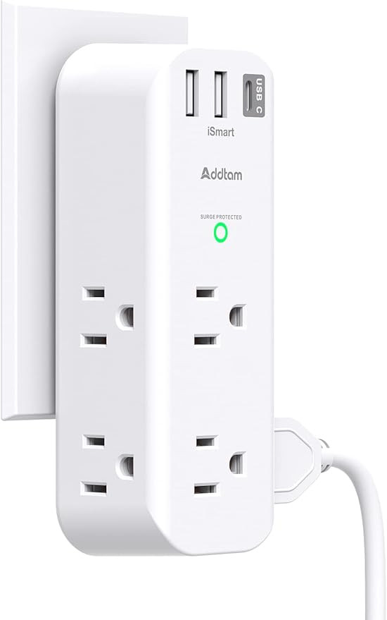 Surge Protector - Outlet Extender with Rotating and Multi Plug with 6 AC 3 USB Ports (1 USB C), 3... | Amazon (US)