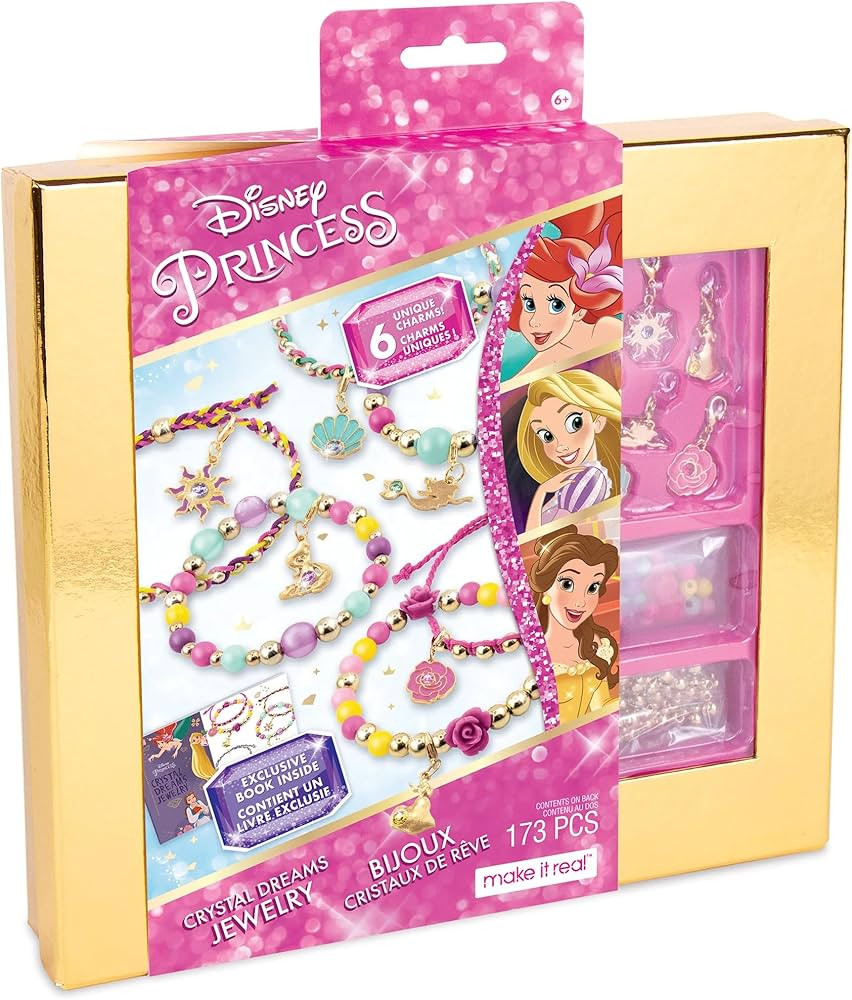 Make It Real Disney Princess Crystal Dreams Jewelry Kit - DIY Bead & Charm Bracelet Set with Swar... | Amazon (US)