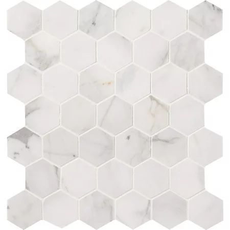 Calacatta Cressa Hexagon 12 in. x 12 in. x 10 mm Honed Marble Mesh-Mounted Mosaic Tile (9.8 sq. ft.  | Walmart (US)