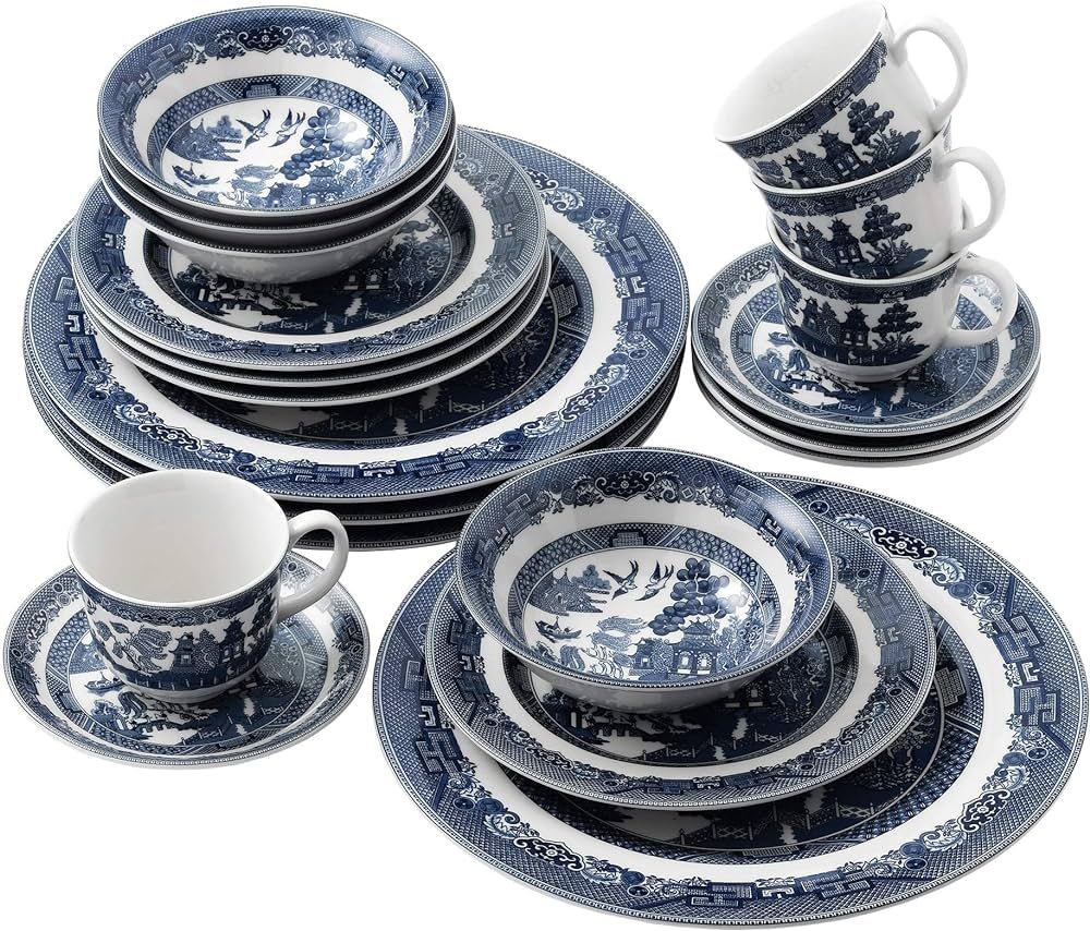 Johnson Brothers Willow Blue 20 Piece Dinnerware Set, Service for 4 | Amazon (US)