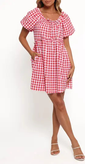 Petal & Pup Dorthea Gingham Cotton Blend Minidress | Nordstrom | Nordstrom