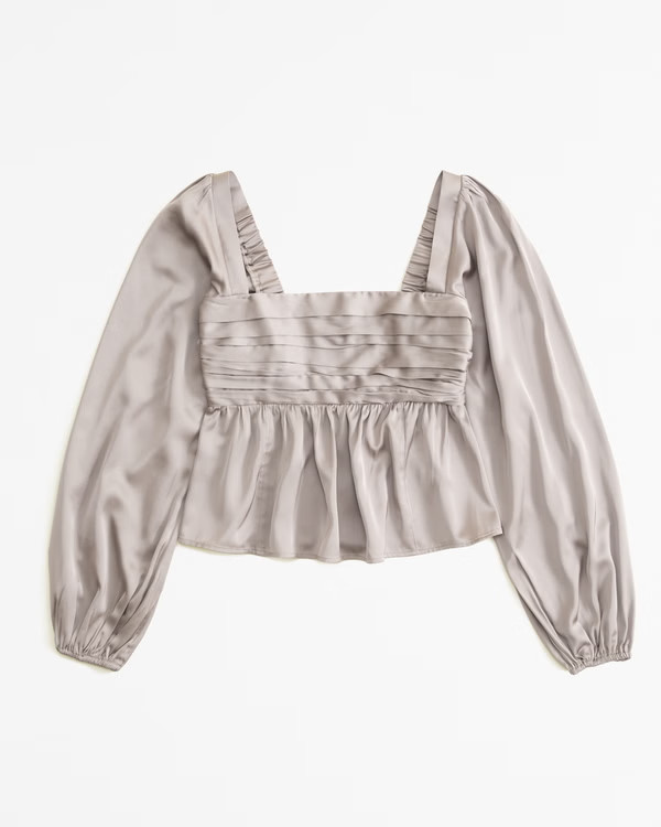 Emerson Satin Long-Sleeve Top | Abercrombie & Fitch (US)