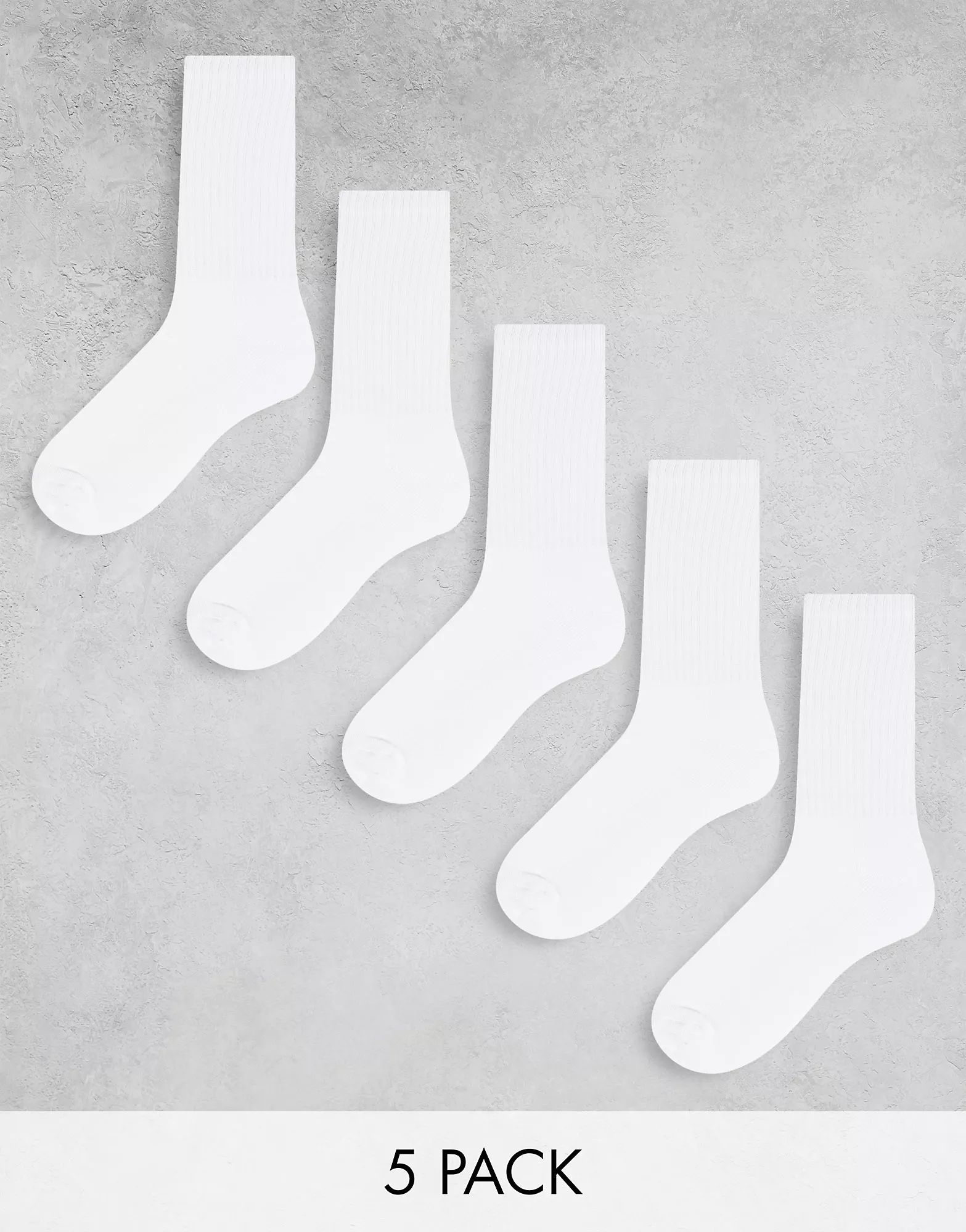 ASOS DESIGN 5 pack sport socks with terry sole in white | ASOS (Global)