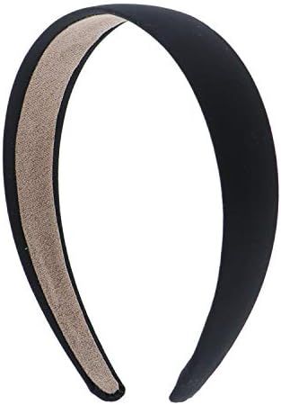 Black 1 Inch Satin Hard Headband | Amazon (US)