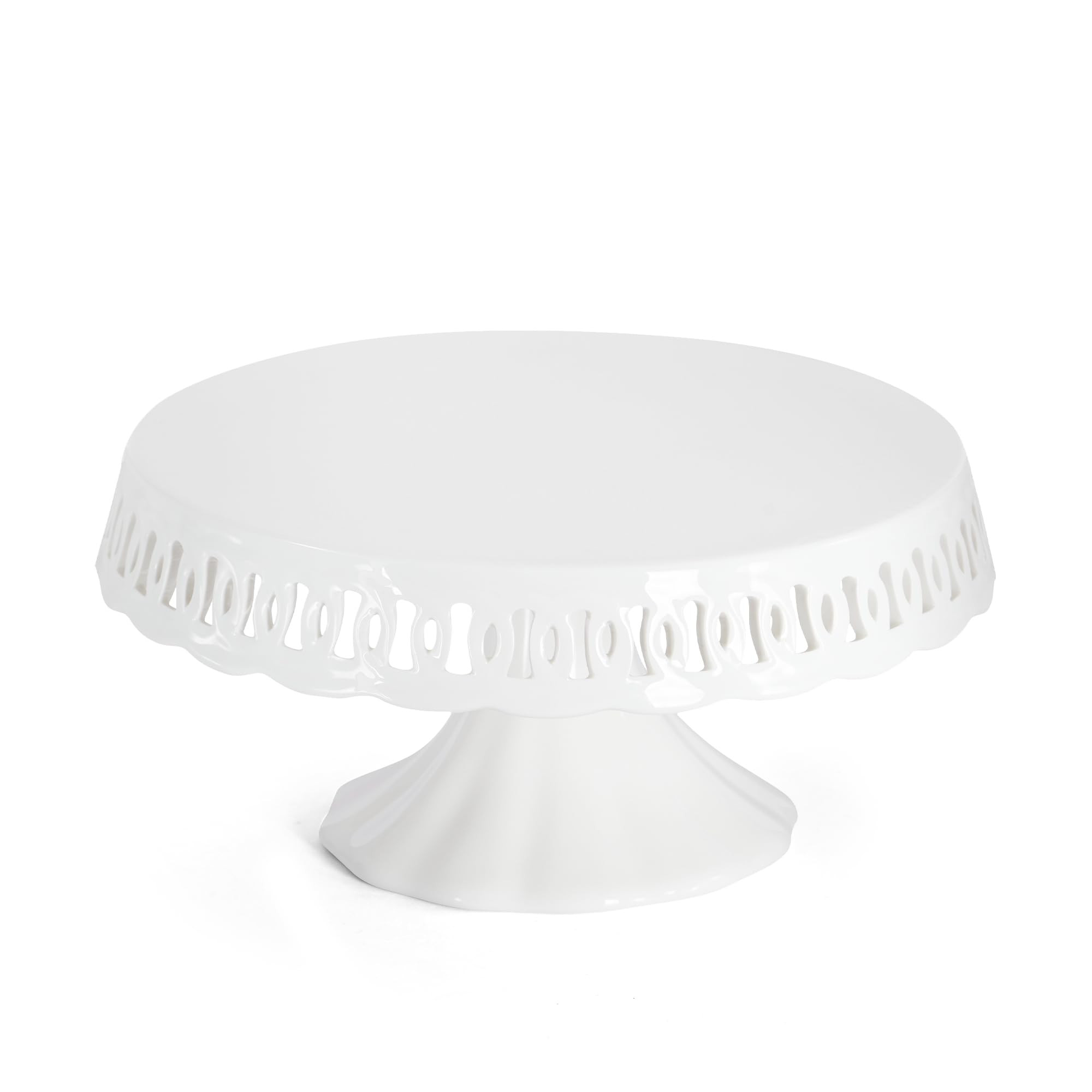 10" x 5.1" White Round Ceramic Cake Stand, Elegant Lace Cake Platter, Dessert Candy Fruit Cupcake... | Amazon (US)