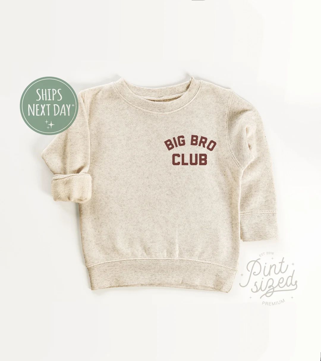 Big Bro Toddler Sweatshirt Big Bro Club Toddler Pullover Cute Vintage Kids Crew Neck Natural Big ... | Etsy (US)