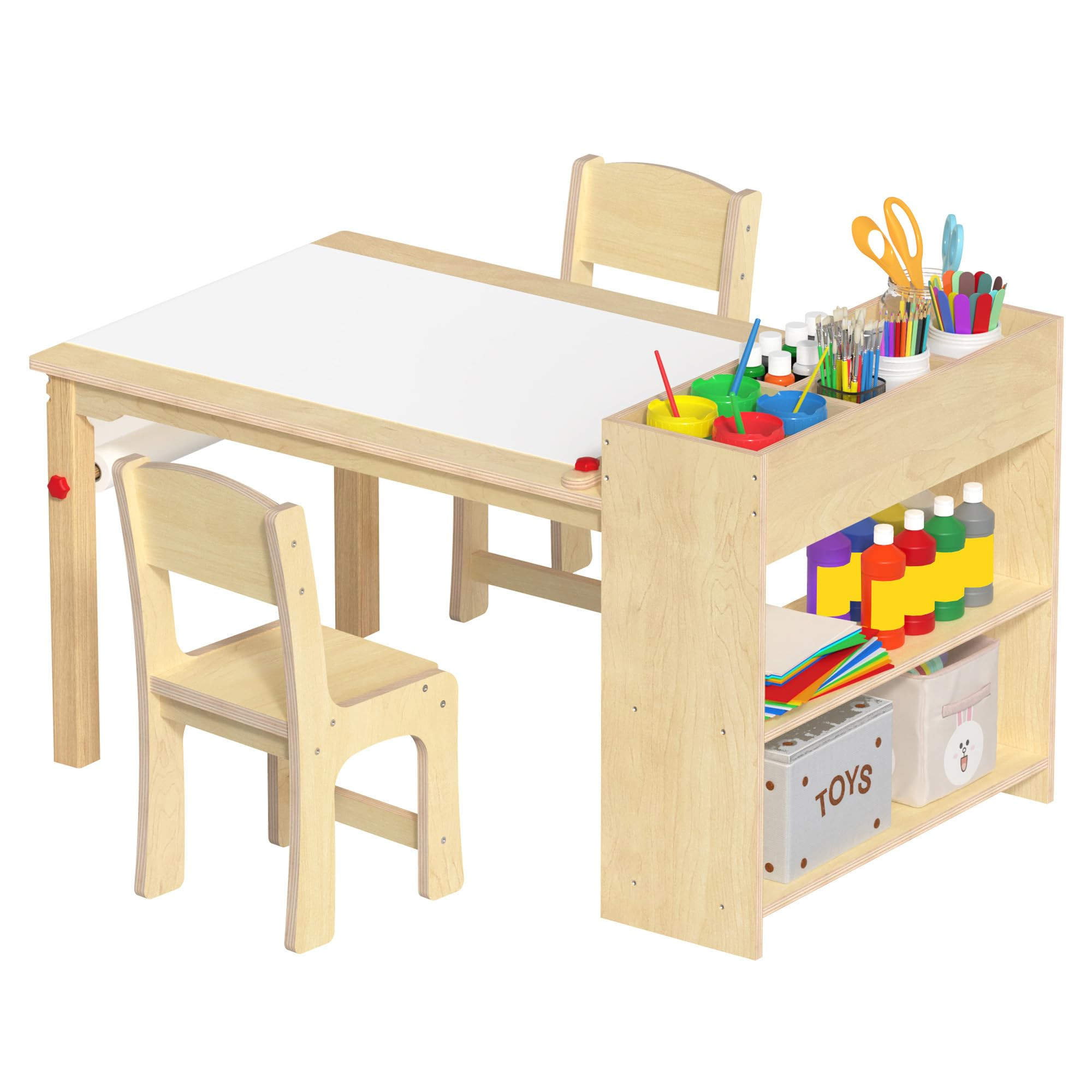 GDLF Kids Art Table and 2 Chairs, Wooden Craft Desk, Activity & Drawing, Children's Furniture, 42... | Amazon (US)
