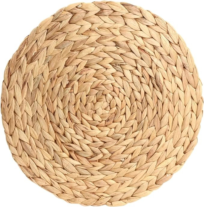 Koyal Wholesale 13.5” Water Hyacinth Placemats Set of 4 Round Woven Charger Plates for Dinner T... | Amazon (US)