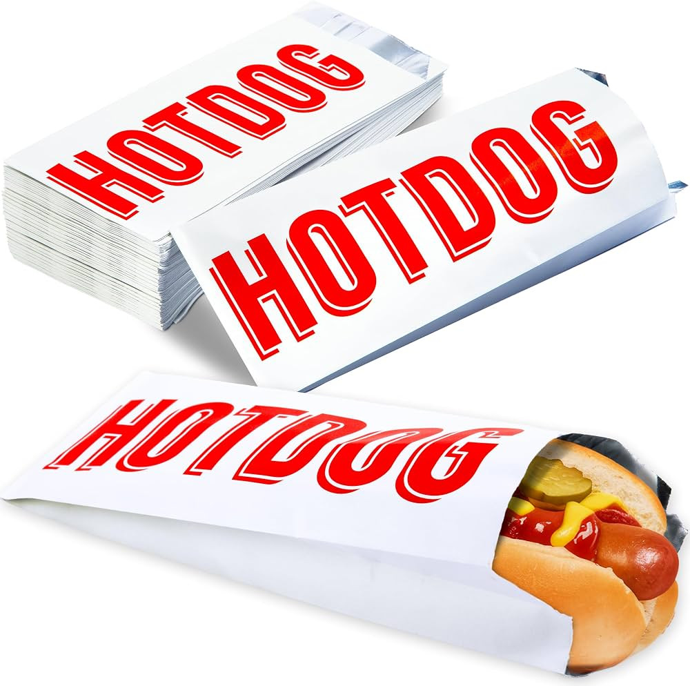 Grease-proof, Warming Foil Hotdog Wrapper Bags 100pk. Classic HotDog Bags in Aluminum Wrap, Keep ... | Amazon (US)
