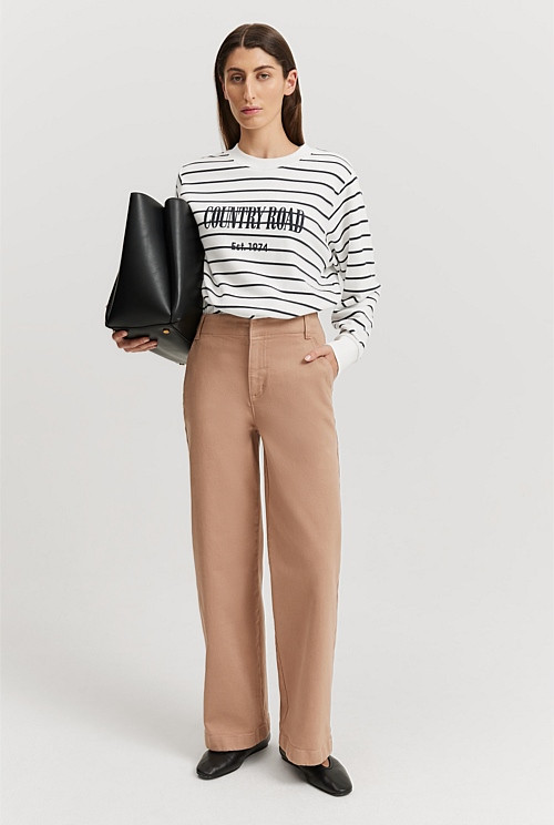Verified Australian Cotton Stripe Heritage Sweat | Country Road