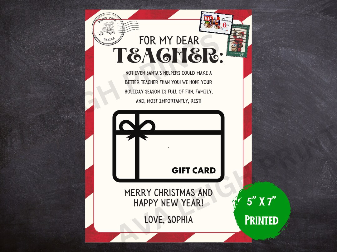 PRINTED Christmas Teacher Appreciation Gift Card Holder - Etsy | Etsy (US)