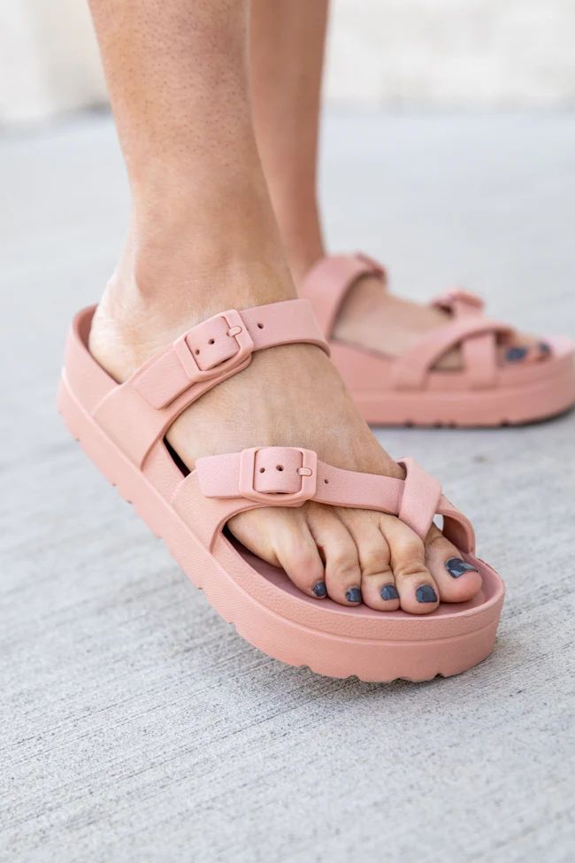 McKay Ash Rose Buckle Toe Strap Sandals | Pink Lily