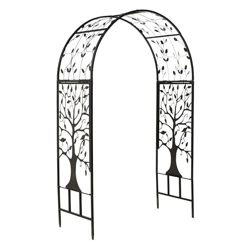 Plow & Hearth Arch Metal Outdoor Garden Arbor | Tree of Life | 83 Inches Tall | Black | Steel Trellis Lattice for Plants & Heavy Vines | Wedding | Outdoor Patio Décor | Amazon (US)