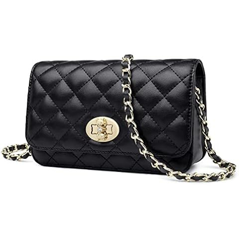 Women's Quilted Shoulder Bag | Chain Link Strap Clutch Purse | Crossbody Mini Messenger Handbag | Amazon (US)