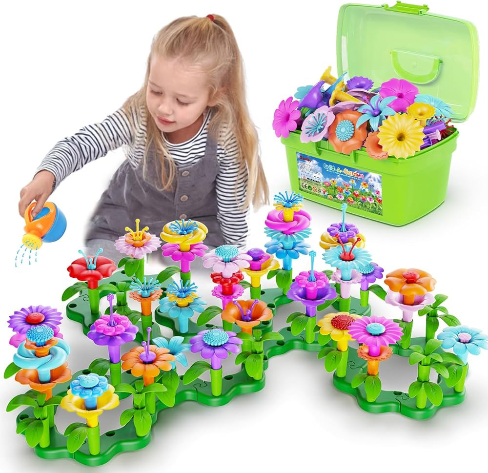 Scientoy Flower Garden Building Toys, Girl Toys Build a Garden, 130 PCS Flower Pretend Gardening ... | Amazon (US)