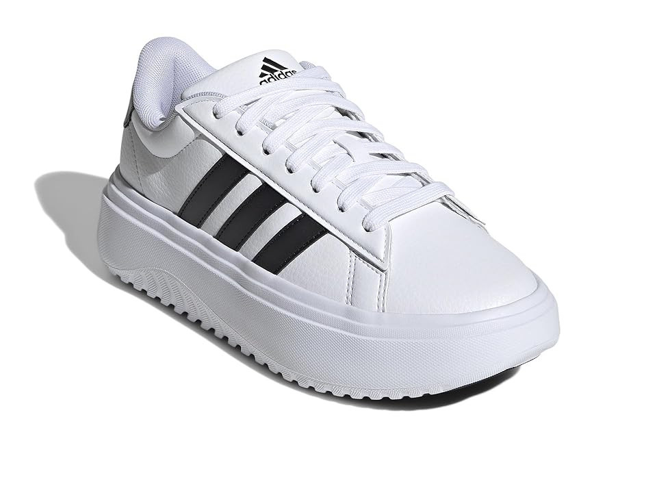 adidas Grand Court Platform Women's Shoes White/Black/Black : 10.5 B - Medium, Leather/Rubber/Suede | Zappos
