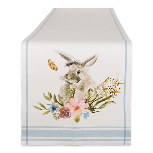 Design Imports Garden Bunny Printed Table Runner - 14"" x 108 | HSN