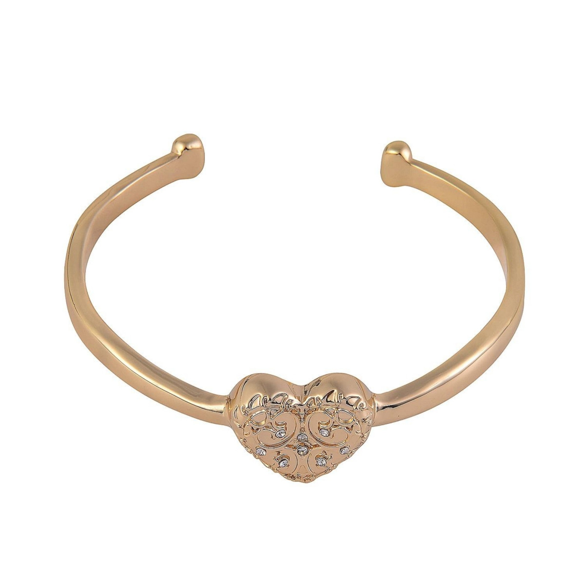 Rachel Rachel Roy Gold Tone Textured Heart Cuff Bracelet - Gold | Macy's