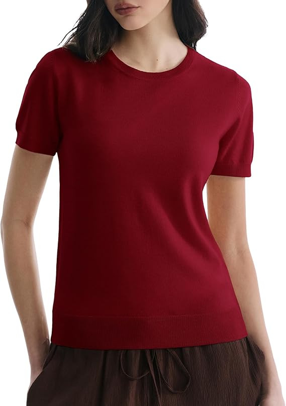 Women's Short Sleeve Sweaters Crew Neck Tops Lightweight Loose Fit Pullover Grace in Motion Colle... | Amazon (US)