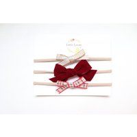 Joy bow trio/ holiday baby bows/ cute baby bows/ nylon headbands/ baby headbands/ newborn headbands | Etsy (US)