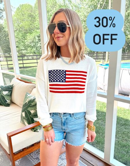 American Flag Sweater 30% off! Runs big, I have a size XS! Size 2/4 for reference!

Memorial Day, red white and blue, Fourth of July 

#LTKSeasonal #LTKFindsUnder100 #LTKStyleTip