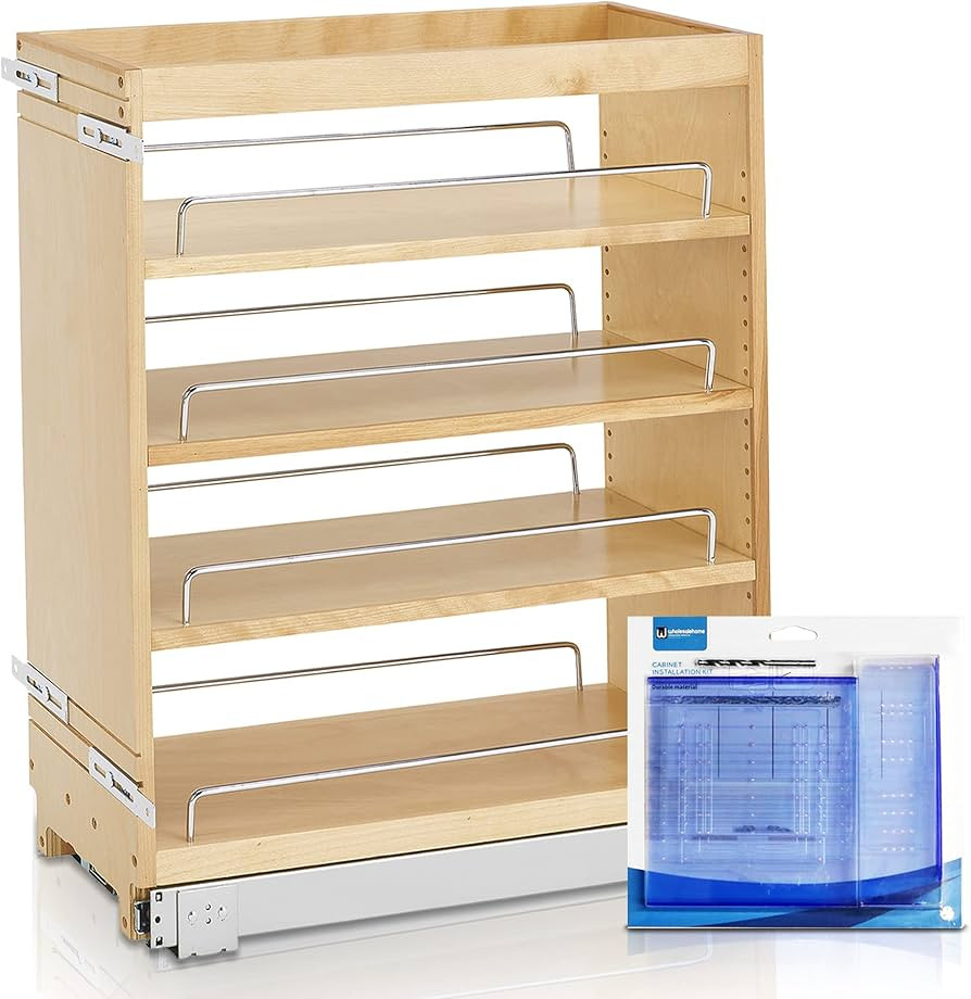 Rev-A-Shelf 448-BC-8C 8-Inch Base Cabinet Pullout Storage Organizer with Adjustable Wood Shelves ... | Amazon (US)