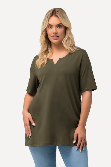Essential Notch Neck Stretch Tee | Ulla Popken - US & CA