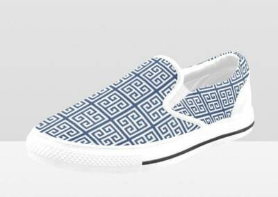 Hollywood Regency Printed Slip On Sneakers - Greek Key Maze Pattern | eBay US
