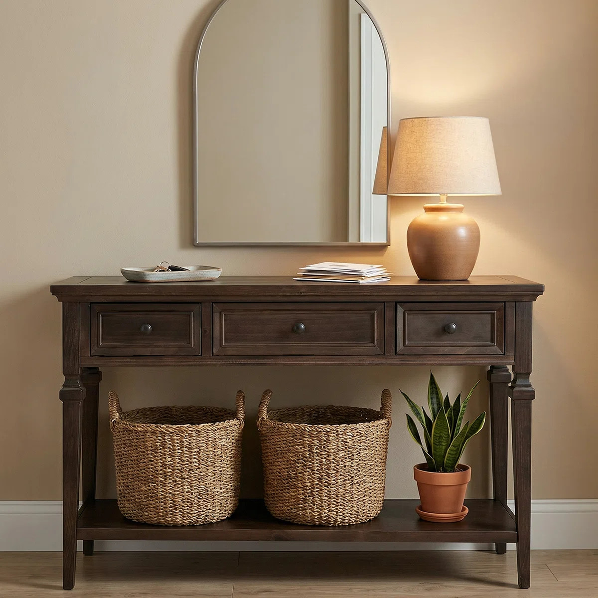 Functional Console Table With 3 Drawers And Open Bottom Shelf – Space-Saving Storage Sofe Table... | Wayfair North America