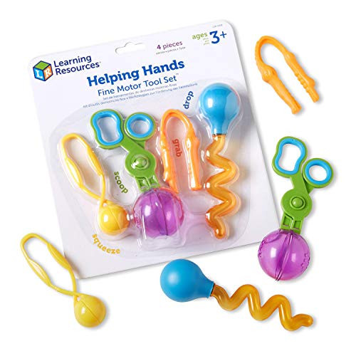 Learning Resources Helping Hands Fine Motor Tool Set Toy - 4 Pieces, Ages 3+ Fine Motor and Sensory Play Toys, Toddler Tweezers, Sensory Bin Toys | Amazon (US)