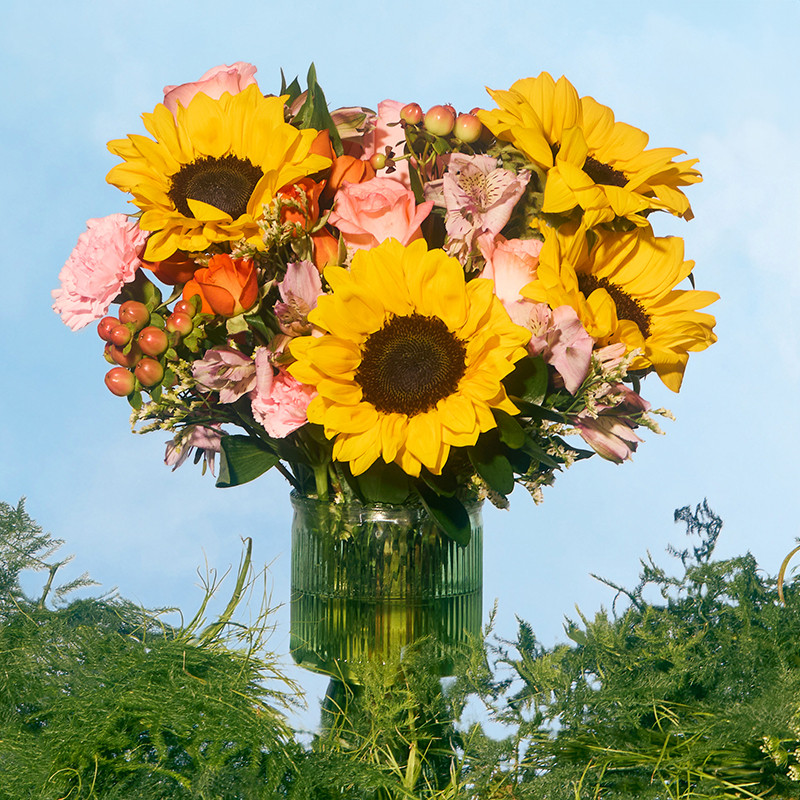 Sunflower & Alstroemeria Flower Arrangement - The Bouqs Co. | The Bouqs Co.