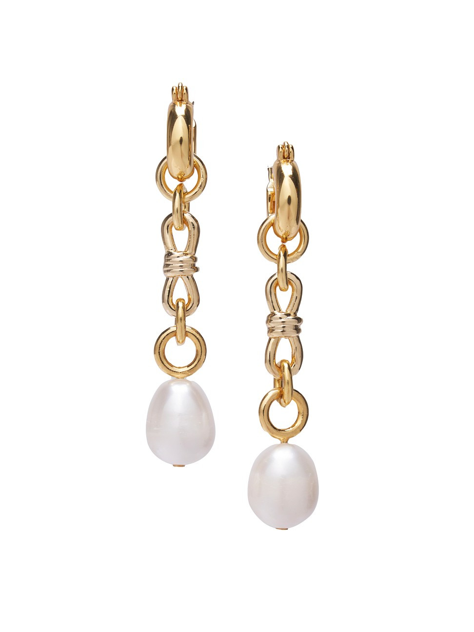 Women's Double Knot Goldtone & 12MM Cultured Freshwater Keshi Pearl Drop Earrings - Gold - Gold | Saks Fifth Avenue