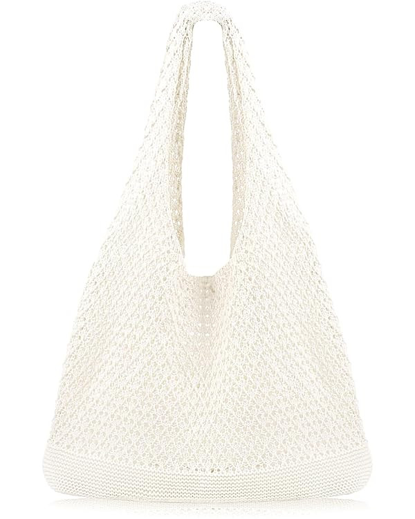 COOKOOKY Crochet Beach Tote bag Summer Beach Bag for Women Aesthetic Mesh Tote Bag Hippie Bag Kni... | Amazon (US)