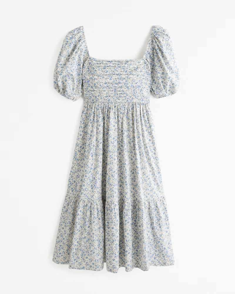 Emerson Poplin Puff Sleeve Midi Dress | Abercrombie & Fitch (US)