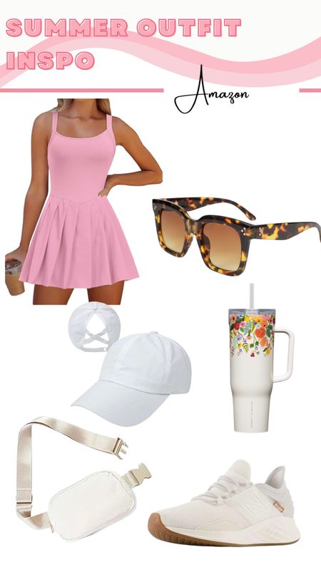 Summer activewear dress styling inspo! Workout dress, pickleball dress, Stanley dupe, floral insulated cup, high ponytail hat, white belt bag

#LTKActive #LTKSeasonal #LTKFindsUnder100