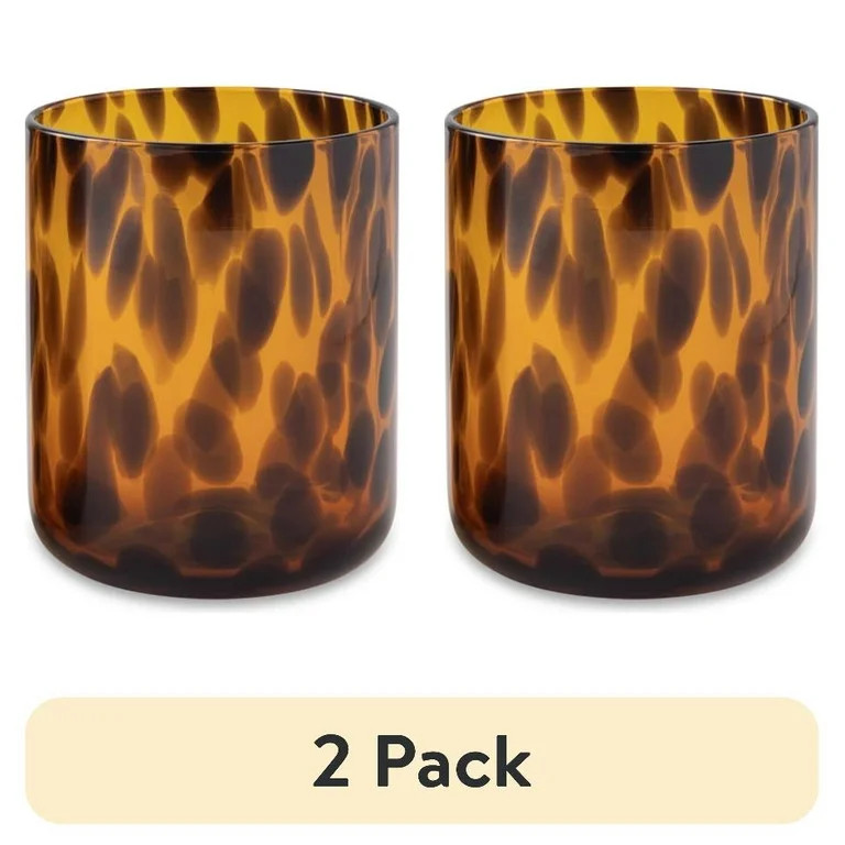 (2 pack) Thyme & Table 12 fl oz Brown Tortoise Drinking Glasses, Set of 4 | Walmart (US)