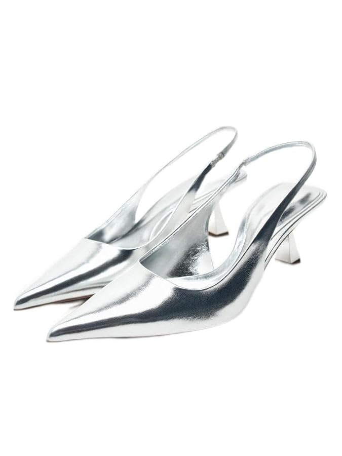 DREAMCIA Women's Pumps Slingback Heels Pointed Toe Sling Back Kitten Heels Women Metallic Slingba... | Amazon (US)