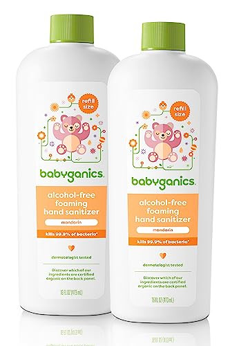 Babyganics Foaming Hand Sanitizer Refill, Alcohol Free, Mandarin, Kills 99.9% of Common Bacteria, Moisturizing, 16 Fl Oz (Pack of 2) | Amazon (US)