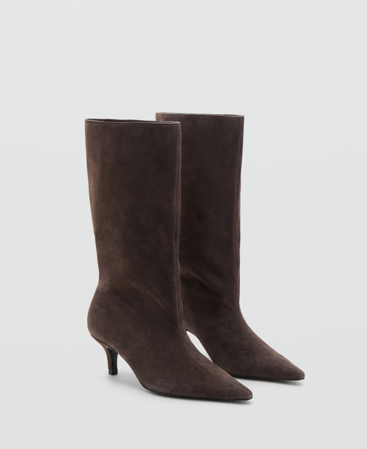 Mango Women's Kitten Heel Suede Ankle Boots - Chocolate | Macy's
